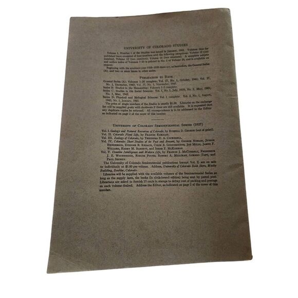 The university of Colorado studies volume xlv no. 22 November 1945 - Picture 3 of 6